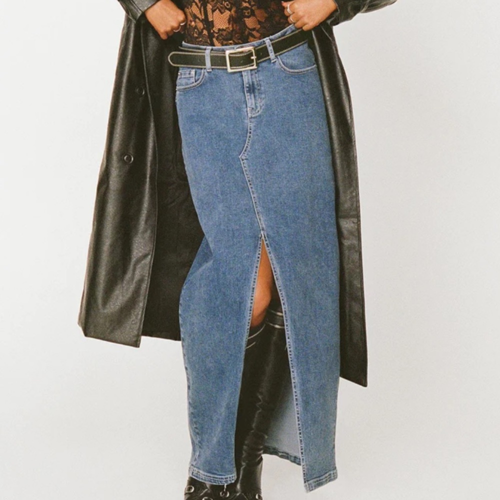 Princess Polly Dark Wash Denim Maxi Skirt